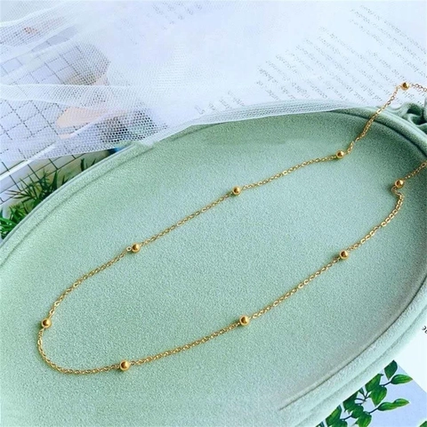 Bead Chain Necklace Minimalist Titanium Steel Gold Plated Dainty Clavicle Choker For Women