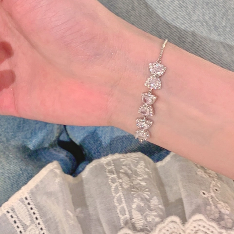 Bracciale Zirconia Bolo Regolabile Per Donna Fiocco Cuore Geometrico Gioielli In Rame Elegante Accessorio Da Polso