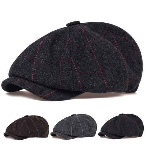 Berretto Newsboy Vintage Spina Di Pesce Quadri Finestra Acrilico Cappello Autunno Inverno retrò Stile Britannico Unisex