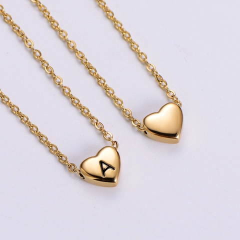 Herz Initialen Halskette 304 Edelstahl 18K Vergoldet Minimalistische Buchstabe Herz Anhänger Schmuck Für Damen