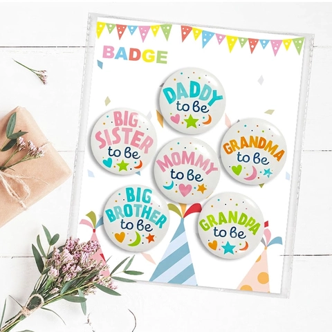 Κονκάρδα Baby Shower Gender Reveal Party Mommy To Be Daddy To Be Οικογενειακή Ταυτότητα Στρογγυλή Καρφίτσα