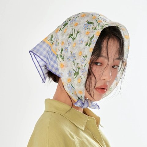 Bandana De Mezcla De Algodón Con Estampado Floral Y Paisley Pañuelo Vintage Pequeño Cuadrado Accesorio De Cabello Retro Para Mujer