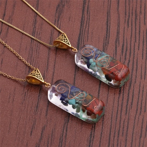 Collana Pendente Orgonite Resina Pietra Naturale Guarigione Chakra Gioielli Energia Arcobaleno Per Donne Uomini