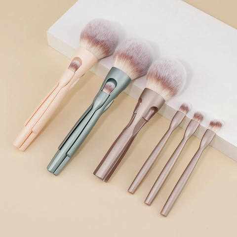 Brocha De Maquillaje Magnética Multifuncional Viaje Portátil Cerdas De Fibra Sintética Brochas Desmontables Cara Ojos