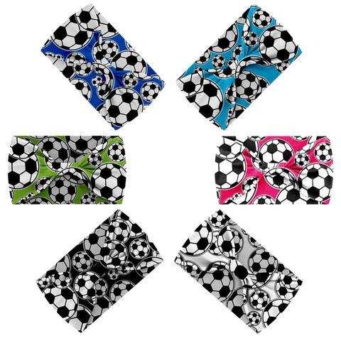 Football Soccer Pattern Wide Sports Headband Neck Gaiter Elastic Cotton Spandex Sweatband Breathable Unisex Accessory