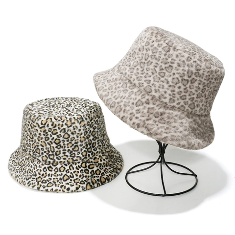 Sombrero Pescador Estampado Leopardo Piel Sintética Mujer Cálido Felpa Invierno Otoño Elegante Accesorio Grueso Frío Outdoor