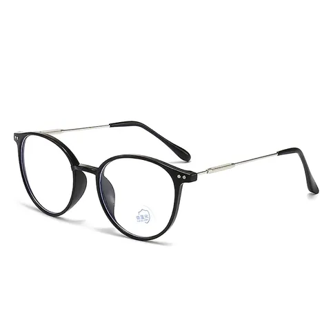 Gafas Redondas Retro Con Filtro De Luz Azul Patillas De Metal Montura Ligera Moda Para Hombre Y Mujer