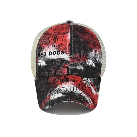 Cappellino Da Baseball Da Donna Con Coda Di Cavallo Mesh Cappello Trucker Tie Dye Graffiti Regolabile