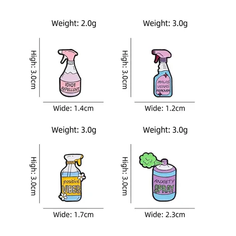 Pin De Esmalte Dibujos Animados Broche Humor Forma Botella Pulverizadora Vibras Positivas Spray Ansiedad Joya Aleación Para Mochila