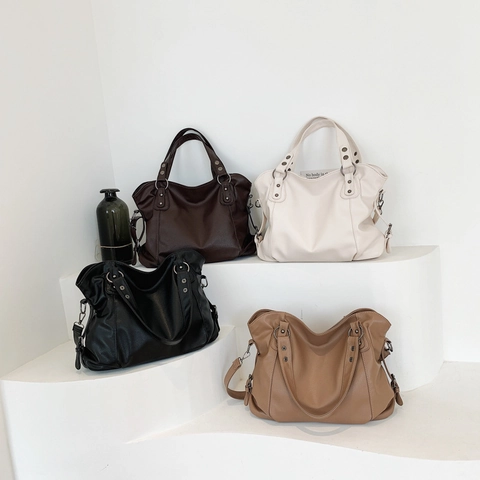 Women Large Capacity PU Leather Crossbody Bag Pebble Texture Tote Shoulder Bag With Adjustable Strap Casual Daily