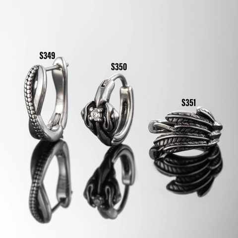 Retro Edelstahl Creolen Vintage Feder Flügel Zirkon Eingelegt Huggie Ohrringe Für Männer Frauen Punk Schmuck