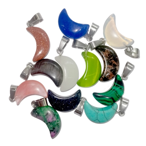 Collana Con Pendente A Mezzaluna Pietra Naturale Cristallo Agata Gioielli In Pietra Curativa Per Donne Ragazze