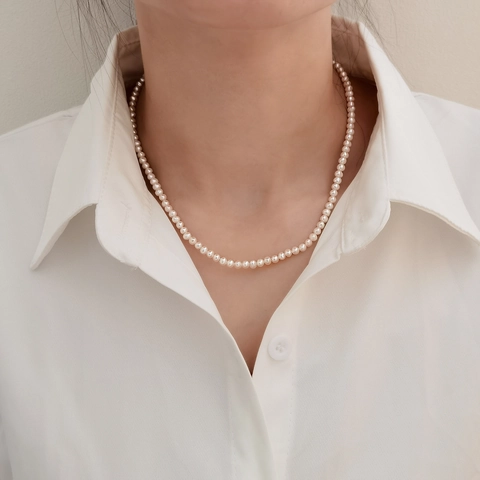 Freshwater Pearl Necklace For Women Copper Gold Plated Light Luxury Elegant Minimalist Daily Date Party Anniversary Jewelry Gift