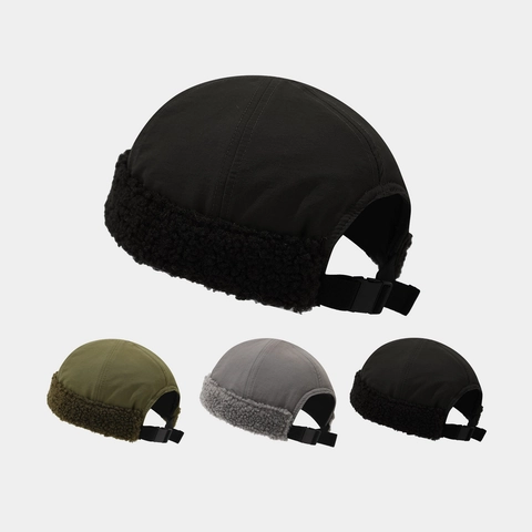 Bonnet Docker D'Hiver Rétro Sans Bord Laine De Mouton Polyester Imperméable Chaud Réglable Streetwear Unisexe