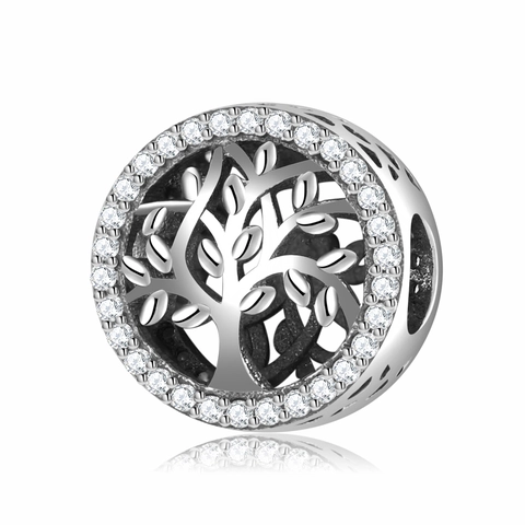 Charm Albero Della Vita Argento Sterling 925 Zirconia Cubica Ciondolo Traforato Per DIY Bracciale Collana Gioielli Donna