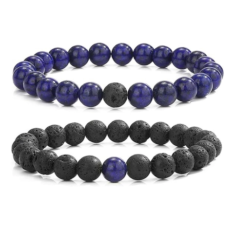 Bracciali Di Perline In Pietra Naturale Elastico Roccia Lavica Occhio Di Tigre Howlite Agata Opaca Gioielli Per Coppie