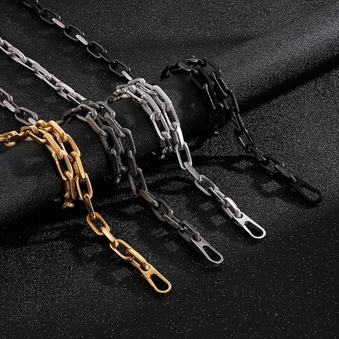 Stainless Steel Paperclip Link Chain Necklace And Bracelet Jewelry Punk Hip Hop Minimalist For Men Women