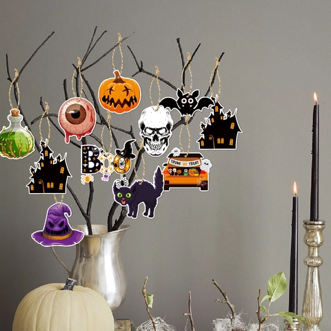 Decorazioni Appese Halloween Etichette In Carta Cartoncino Zucca Teschio Fantasma Decorazione Per Feste Trunk Or Treat Boo Novità