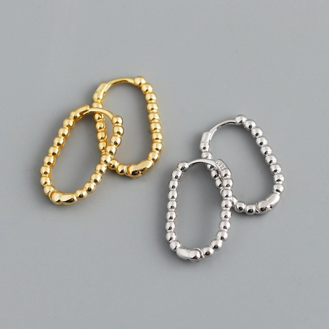 Beaded Hoop Ohrringe 925 Sterling Silber U Förmig Oval Huggie Schmuck Mode Pendeln Für Frauen Elegante Accessoires