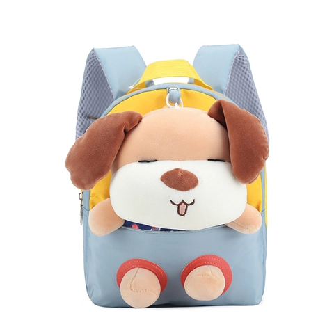 Zaino Bambini Nylon Impermeabile Con Cane Di Peluche 3D Cartone Animato Scuola Materna Leggero Traspirante Carino