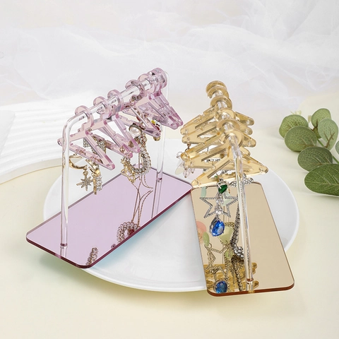 Acryl Ohrringständer Mini Kleiderbügel Schmuck Organizer Spiegelglanz Finish Desktop Deko Für Frauen