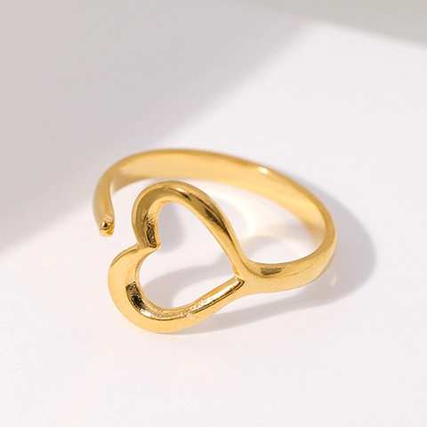 Herz Ring Edelstahl Hohl Offen Verstellbar Minimalistisch Süß Romantisch Schmuck Geschenk Für Frauen