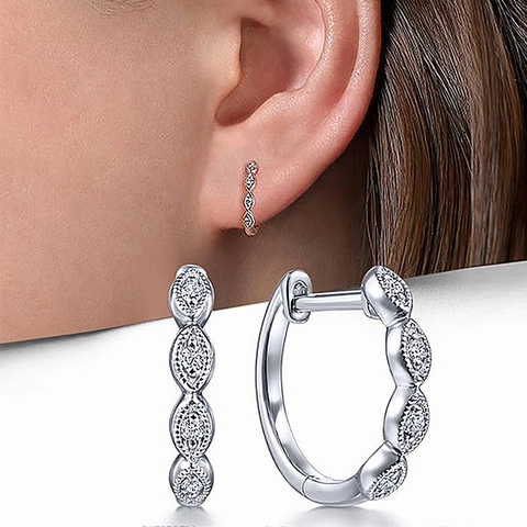 Elegant Copper Zirconia Huggie Earrings Twisted Design Geometric Hoop Earrings Small Round Earbuckle Jewelry Gift For Women