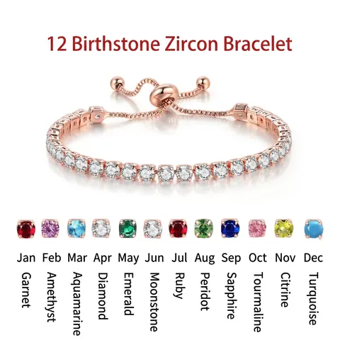 Bracelet Tennis Réglable En Cuivre Zircone Cubique Rond Simple Rangée Brillant Bolo Chaîne Pour Femmes Cadeau D'anniversaire