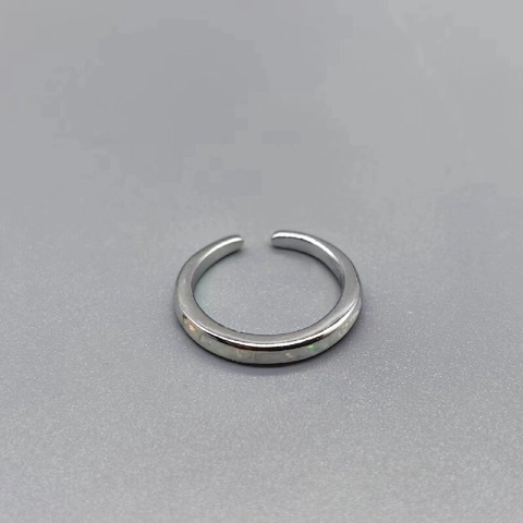 S925 Sterling Silver Toe Ring For Women Colorful Opal Adjustable Open Ring Geometric Simple Sexy Foot Jewelry Finger Ring