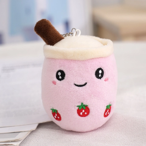 Portachiavi Peluche Bubble Tea Alla Frutta Morbido Giocattolo Fragola Ananas Mela Simpatico Ciondolo Regalo Ragazze