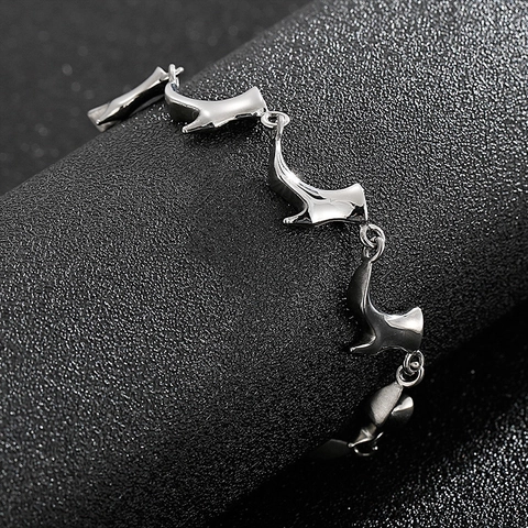 Bracciale In Acciaio Inossidabile Catena A Maglia Stivale Con Tacco Alto Chiusura A Levetta Punk Streetwear Hip Hop Gioielli