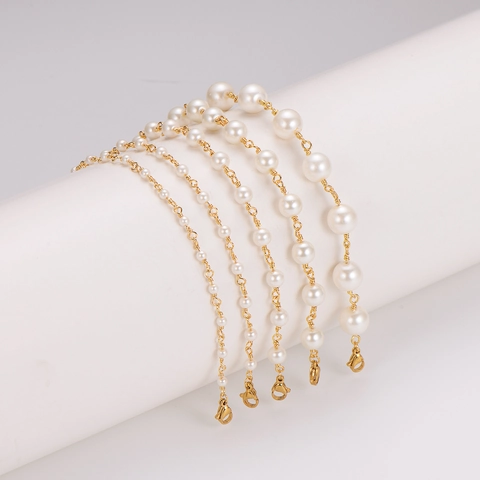 Pulsera De Perlas Barrocas Artificiales Hecha A Mano Con Cadena Ajustable De Acero Inoxidable 304 Joyería Minimalista Mujer