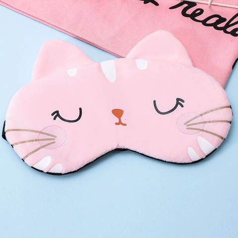 Cute Cartoon Animal Plush Sleeping Eye Mask Soft Flannel Blackout Shading For Kids Adults Comfort Nap Travel