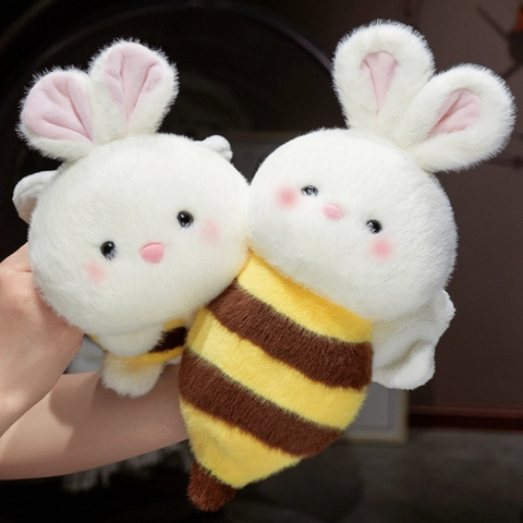 Süße Hase Biene Plüschtier Weiches Kunstkaninchenfell Kuscheltier Kreative Biene Hase Puppe Geschenk Für Mädchen Kinder