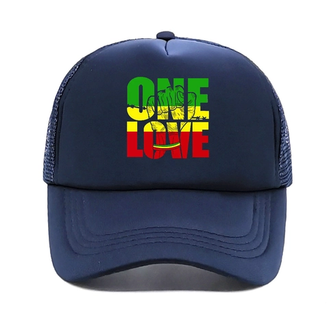 Reggae Style Trucker Hat Polyester Mesh Breathable Graphic Print Adjustable Baseball Cap Sun Protection Curved Brim