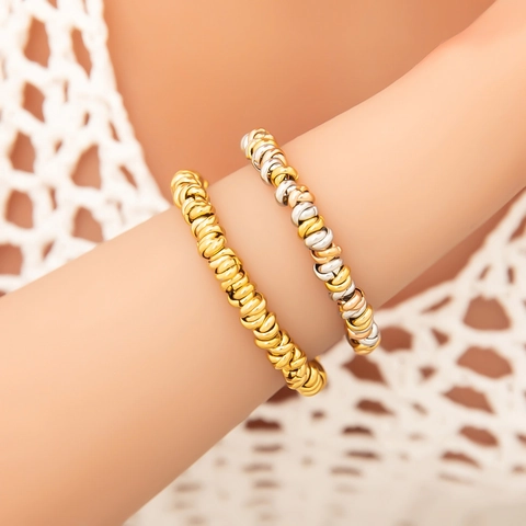 Mode Edelstahl Verschlungen Ring Armband Für Damen 18K Vergoldet Retro Geometrische Gedreht Gliederkette Schmuck