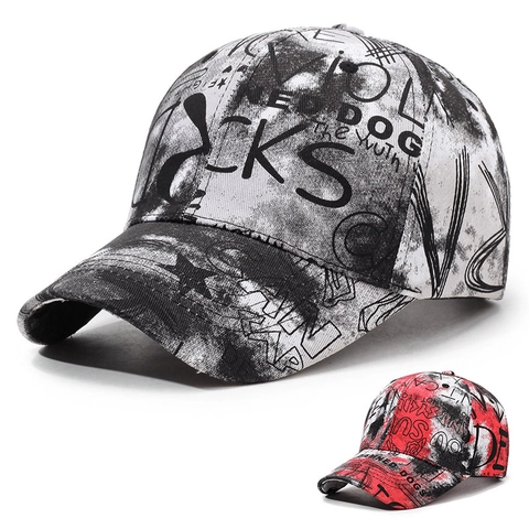 Graffiti Print Baseball Cap Polyester Streetwear Hip Hop Buchstaben Muster Verstellbarer Sonnenhut Herren Damen