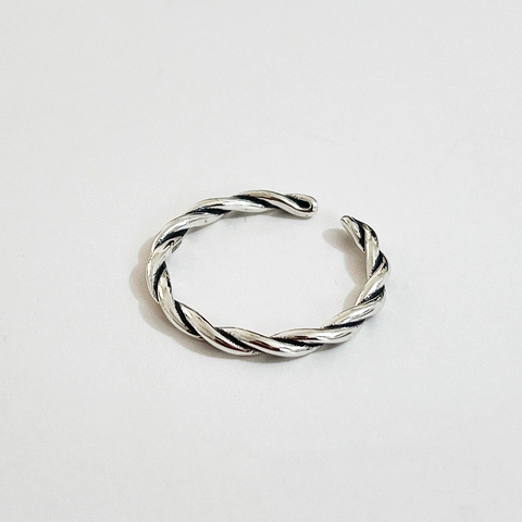 Anello Intrecciato In Corda Torta In Argento Sterling 925 Vintage Per Donna Apertura Regolabile Gioielli Minimalisti Ossidati Retro