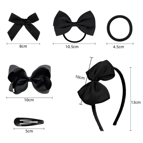 Kids Grosgrain Ribbon Bowknot Hair Accessories Including Headband Hair Clips And Ties For Girls Cute Solid Color Design