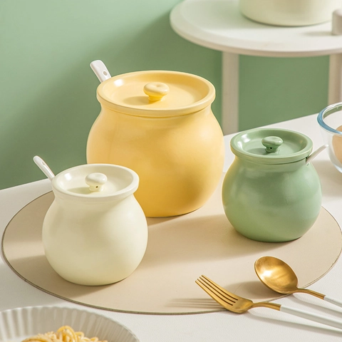 Barattolo Per Strutto In Ceramica Con Coperchio E Cucchiaio Resistente Al Calore Barattolo Per Condimenti Contenitore Olio