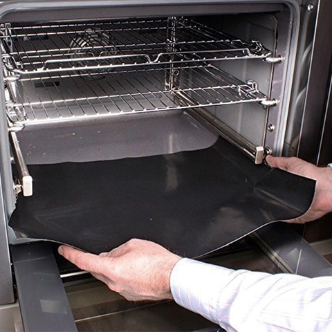 Non-stick PTFE Fiberglass BBQ Grill Mats Heat Resistant Reusable Heavy Duty Oven Liners for Gas Charcoal Electric Grills Baking Cooking Black