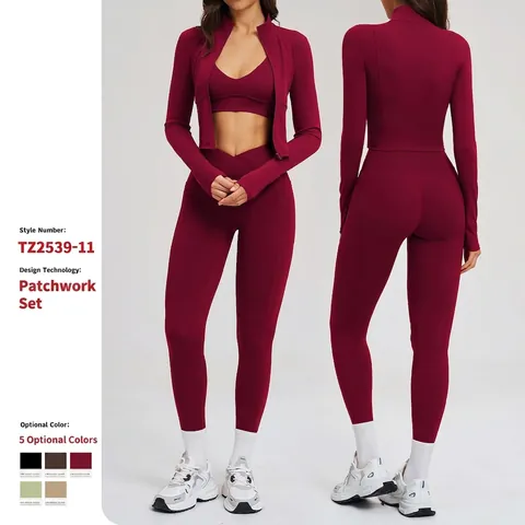 Yoga Outfit Dames Nylon Elastaan Jas Rits Gevoerde Bra Hoge Taille Zak Leggings Workout Sport Slim Fit Fitness Kleding
