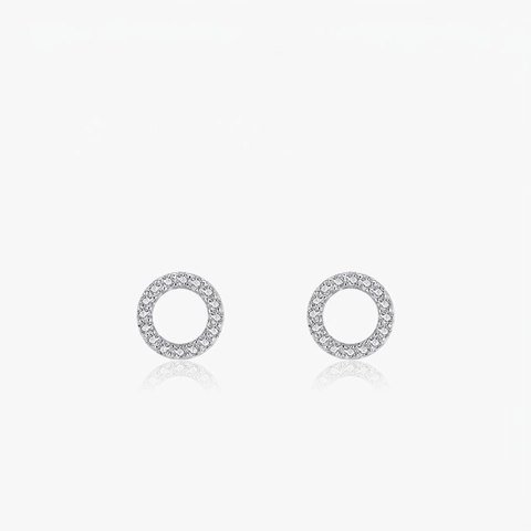 Orecchini A Lobo Tondi In Argento Sterling 925 Per Donna Geometrici Con Pavé Di Zirconi Gioielli Minimalisti Cerchio
