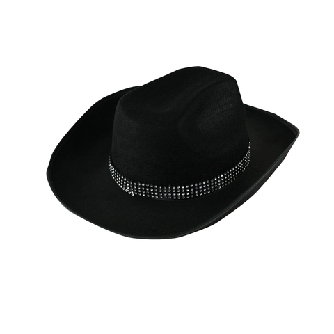 Western Cowboy Hat Polyester Felt Rhinestone Band Wide Brim Jazz Party Performance Vintage Fedora Style For Women Men