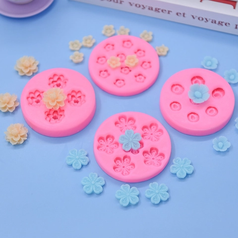 Flower Shape Silicone Mold For Fondant Cake Decoration Baking DIY Sugar Craft Chocolate Cookie Pastoral Style Pink