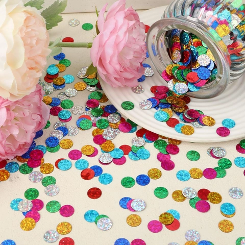 Coriandoli Rotondi Colorati Paillettes Scintillanti Laser Olografiche In Plastica Per Decorazione Di Feste Compleanno Matrimonio