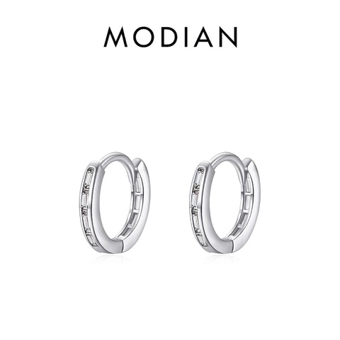 Orecchini A Cerchio Minimalisti In Argento 925 Con Zirconi Baguette Orecchini Geometrici Per Donna Gioielli
