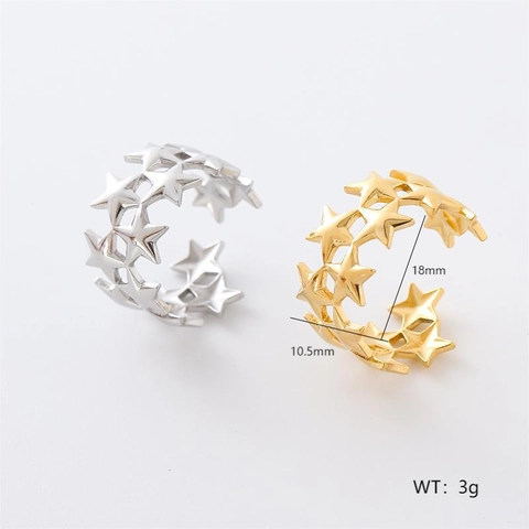 Anillo De Estrella Abierto Acero Inoxidable 304 Pentagrama Hueco Joyería Ajustable De Dedo Vintage Minimalista Mujeres