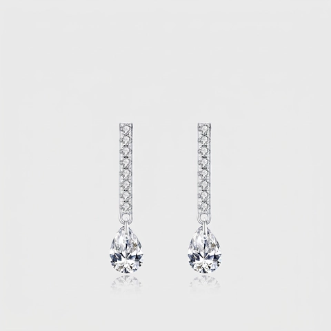 Pendientes Colgantes De Circonita Talla Pera Con Postes De Plata De Ley 925 Lágrima Joyería Elegante Para Mujer