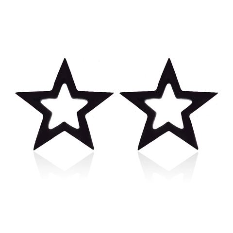 Minimalist Stainless Steel Hollow Out Geometric Stud Earrings Star Triangle Shape For Women Fashion Jewelry Earrings